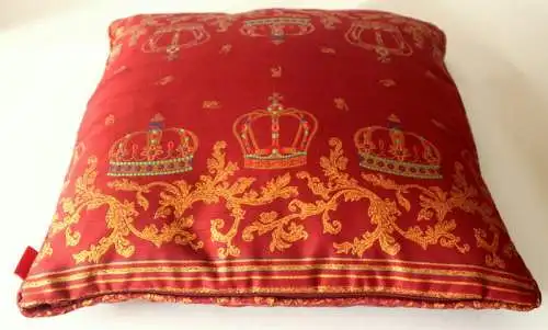 Prächtiges Apelt Sofakissen Brokat dunkelrot orangegold Zierkissen 50 x 50 cm