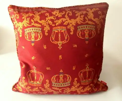 Prächtiges Apelt Sofakissen Brokat dunkelrot orangegold Zierkissen 50 x 50 cm