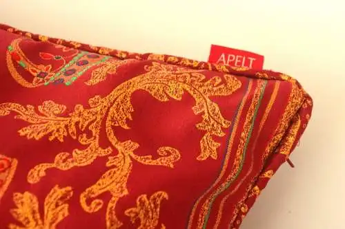 Prächtiges Apelt Sofakissen Brokat dunkelrot orangegold Zierkissen 50 x 50 cm