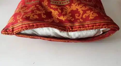 Prächtiges Apelt Sofakissen Brokat dunkelrot orangegold Zierkissen 50 x 50 cm