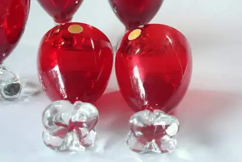5 Murano Glass Weinkelche rot - Weingläser - Likörgläser handgearbeitet - made in Italy - gemarkt