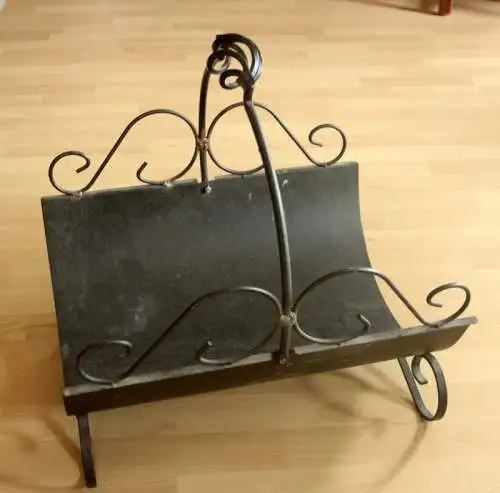 Kaminholzkorb aus Schmiedeeisen Brennholzkorb Vintage Handarbeit