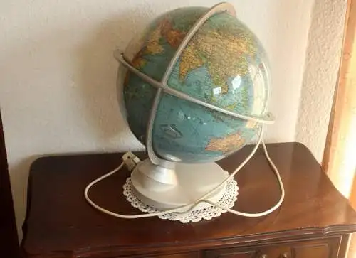 COLUMBUS Erdglobus DUPLEX mit Licht - seltenes Modell mit Tag/Nachtseite - Beleuchteter Globus - Vintage aus den 1980ern, illuminated globe 