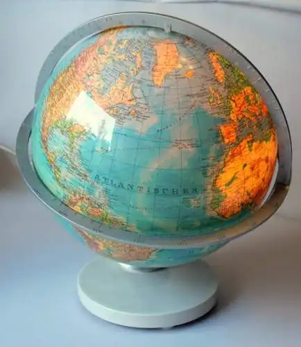 COLUMBUS Erdglobus DUPLEX mit Licht - seltenes Modell mit Tag/Nachtseite - Beleuchteter Globus - Vintage aus den 1980ern, illuminated globe 