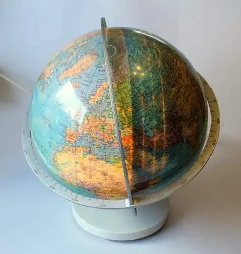 COLUMBUS Erdglobus DUPLEX mit Licht - seltenes Modell mit Tag/Nachtseite - Beleuchteter Globus - Vintage aus den 1980ern, illuminated globe 