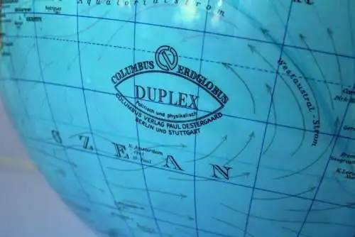 COLUMBUS Erdglobus DUPLEX mit Licht - seltenes Modell mit Tag/Nachtseite - Beleuchteter Globus - Vintage aus den 1980ern, illuminated globe 