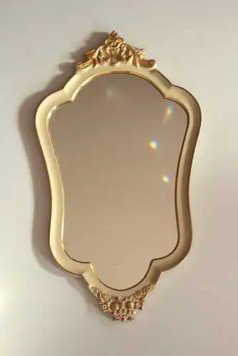 Florentiner Wandspiegel Garderobenspiegel creme/weiß-beige mit goldfarbenen Akzenten 