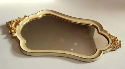 Florentiner Wandspiegel Garderobenspiegel creme/weiß-beige mit goldfarbenen Akzenten 