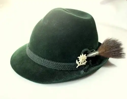 Bayrischer Trachtenhut Gr. 55 mit Gamsbart, Schützenhut, Mid Century, Vintage, traditioneller Wanderhut, Jagdhut, Herrenhut, Damenhut 