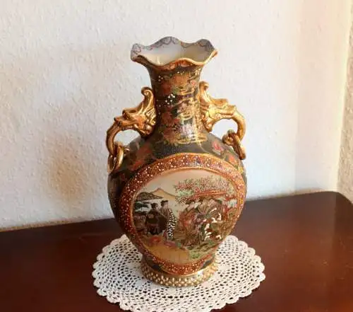 Prunkvolle chinesische Vase Amphorenform, Keramik, Vintage, mid century, ceramic vase made in china 
