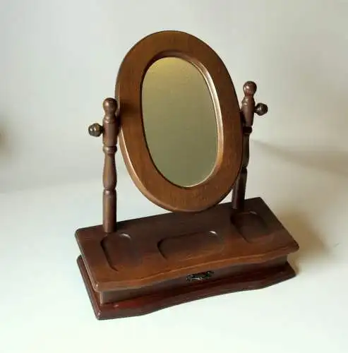 Wunderschöner kleiner Schminkspiegel/Kosmetikspiegel Holz/Glas mit Schublade - Vintage 80er Jahre- mirror - makeup mirror 