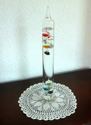 Großes Galileo Glas Thermometer Handarbeit, mundgeblasen - Vintage mid century, handmade mouthblown glass thermometer 