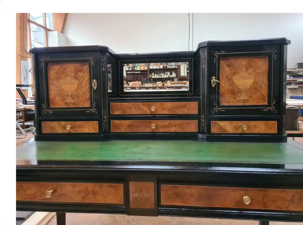 Biedermeier-, Intarsien-Schreibtisch im original-Zustand / bureau desk with inlaid works in original condition 3