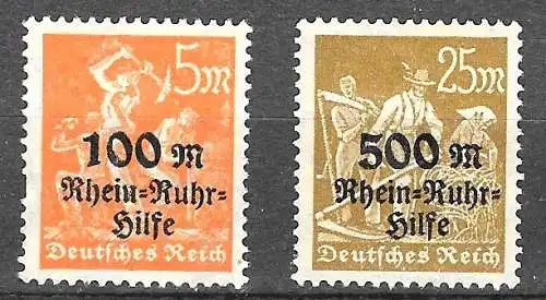 Deutsches Reich 1923 Nr 258 259 Ohne Gummierung (*) Ungebraucht