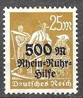 Deutsches Reich 1923 Nr 259 Ohne Gummierung (*) Ungebraucht