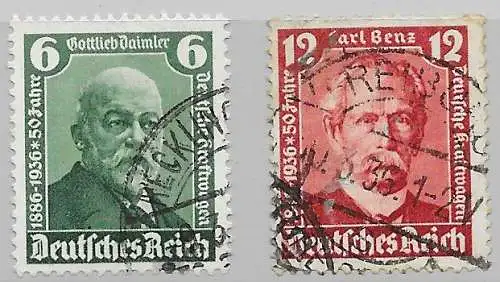 Deutsches Reich 1936 Nr 604 605 Gestempelt (Posten) Ohne Gummierung (*) Rundstempel (Datum und/oder Ort klar)