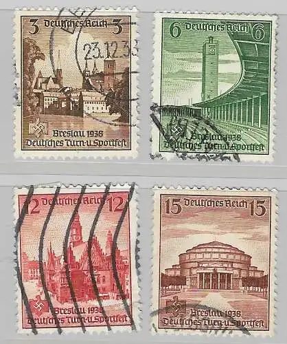 Deutsches Reich 1938 Nr 665 666 667 668 Gestempelt (Posten) Ohne Gummierung (*) Rundstempel (Datum und/oder Ort klar)