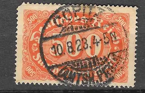 Deutsches Reich 1922 Nr 223 Zentraler Rund / Vollstempel Gebraucht Ohne Gummierung (*)