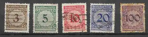 Deutsches Reich 1923 Nr 338 339 340 341 343 Gebraucht Ohne Gummierung (*) Gestempelt (Posten) Falz / Gummimängel / *