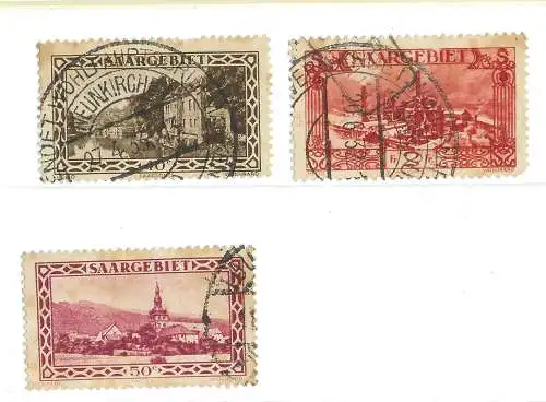 Saargebiet/Saarland Nur Hauptgebiet 1927 Nr 113 114 119 Rundstempel (Datum und/oder Ort klar) Falz / Gummimängel / *