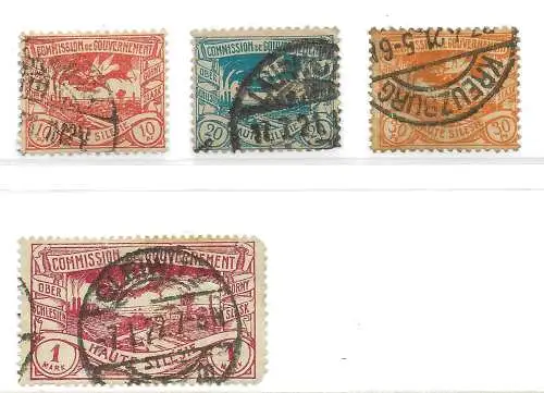 Oberschlesien 1920 Nr 16 18 20 26 Rundstempel (Datum und/oder Ort klar) Falz / Gummimängel / * Ohne Gummierung (*)