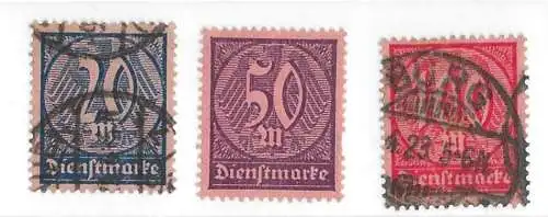 Deutsches Reich Dienstmarken 1922 Nr 72 73 74 Gestempelt (Posten) Ohne Gummierung (*) Ungebraucht