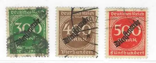 Deutsches Reich 1923 Nr 79 80 81 Gestempelt (Posten) Ohne Gummierung (*)