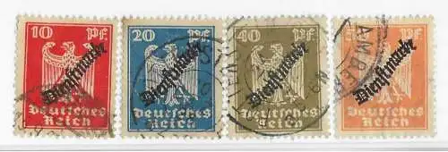 Deutsches Reich 1924 Nr 107 108 110 111 Gestempelt (Posten) Ohne Gummierung (*)