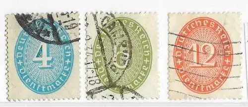 Deutsches Reich Dienstmarken 1927 Nr 127 123 129 Gestempelt (Posten) Ohne Gummierung (*)