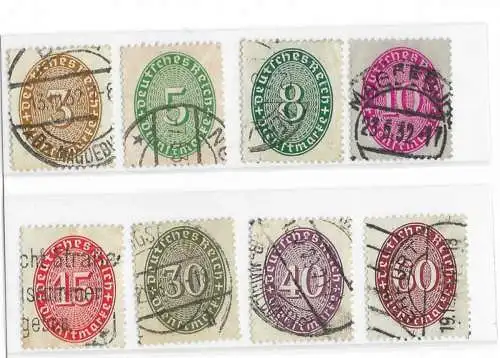 Deutsches Reich Dienstmarken 1927 Nr 114 115 116 117 118 120 121 122 Ohne Gummierung (*)
