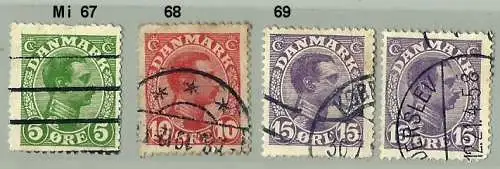 Dänemark 1913 Nr 67 68 69 Ohne Gummierung (*) Gestempelt (Posten)