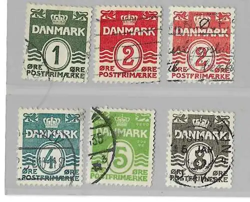 Dänemark 1933 Nr 195 196 197 198 200 Ohne Gummierung (*) Rundstempel (Datum und/oder Ort klar) Gestempelt (Posten)
