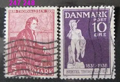 Dänemark 1938 Nr 247 248 Ohne Gummierung (*) Eckstempel/Wellenstempel