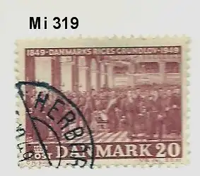 Dänemark 1949 Nr 319 Ohne Gummierung (*) Eckstempel/Wellenstempel