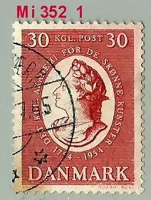 Dänemark 1954 Nr 352 Ohne Gummierung (*) Eckstempel/Wellenstempel