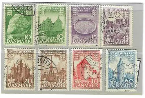 Dänemark 1954 Nr 341 342 343 344 345 346 347 348 Ohne Gummierung (*) Zentraler Rund / Vollstempel