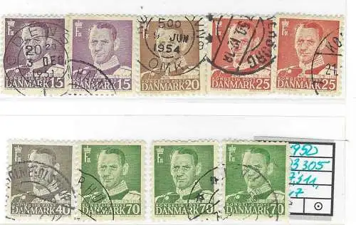 Dänemark 1950 Nr 303 305 307 311 317 Ohne Gummierung (*)
