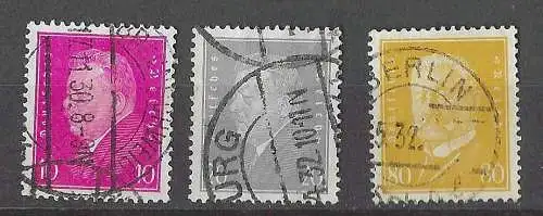 Deutsches Reich 1930 Nr 435 436 437 Rundstempel (Datum und/oder Ort klar)