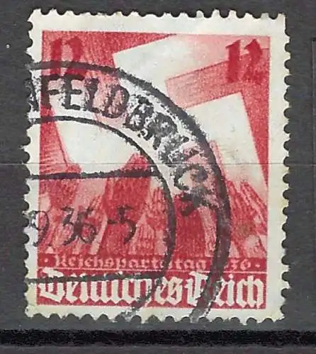 Deutsches Reich 1936 Nr 633 Ohne Gummierung (*) Rundstempel (Datum und/oder Ort klar) Falz / Gummimängel / *