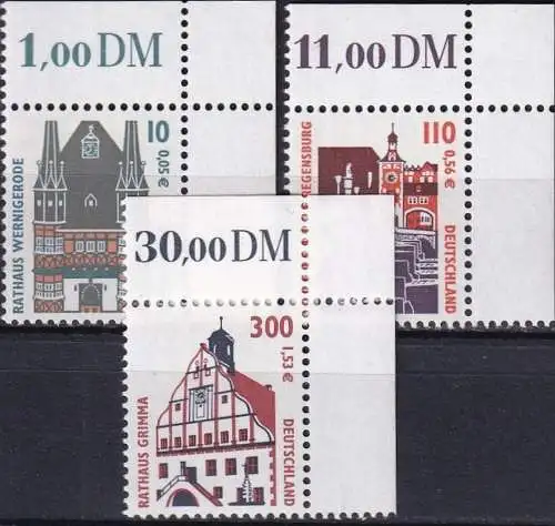 DEUTSCHLAND 2000 Mi-Nr. 2139/41 Eckrand ** MNH