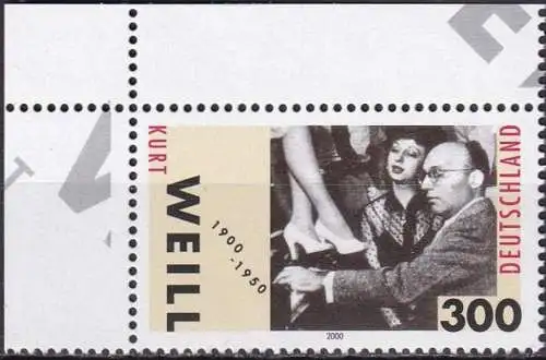 DEUTSCHLAND 2000 Mi-Nr. 2100 Eckrand ** MNH