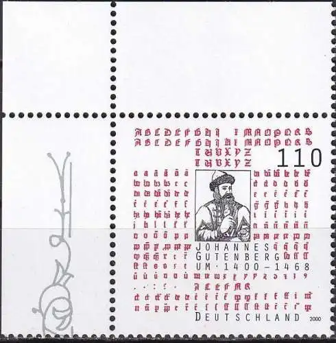 DEUTSCHLAND 2000 Mi-Nr. 2098 Eckrand ** MNH