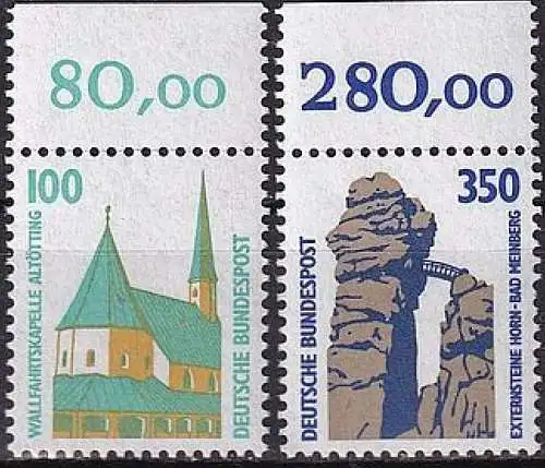 DEUTSCHLAND 1989 Mi-Nr. 1406/07 A Oberrand ** MNH