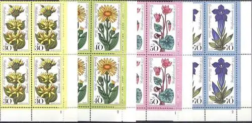 BERLIN 1975 Mi-Nr. 510/13 Viererblocks Formnummern ** MNH