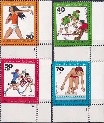 BERLIN 1976 Mi-Nr. 517/20 ** MNH Eckrand Formnummern