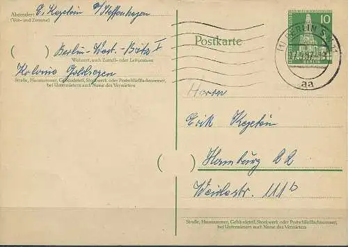 BERLIN 1957 Mi-Nr. P 36 I Postkarte gestempelt