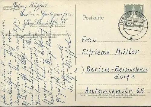 BERLIN 1957 Mi-Nr. P 35 I Postkarte gestempelt