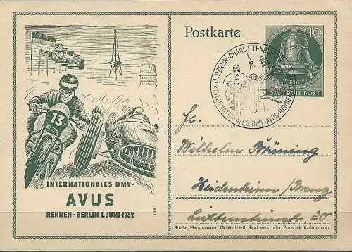 BERLIN 1952 Mi-Nr. P 30 Postkarte gestempelt