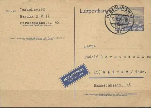 BERLIN 1953 Mi-Nr. P 16 a Postkarte gelaufen