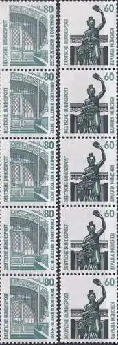 DEUTSCHLAND 1987 Mi-Nr. 1341/42 R 5er Streifen ** MNH